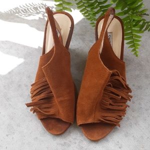 Chinese Laundry suede fringed wedge
